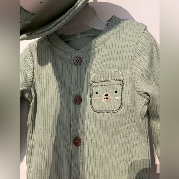 Baby Gear BG 3 piece outfit Green with Bear Size 3-6M - Picture 3 of 5